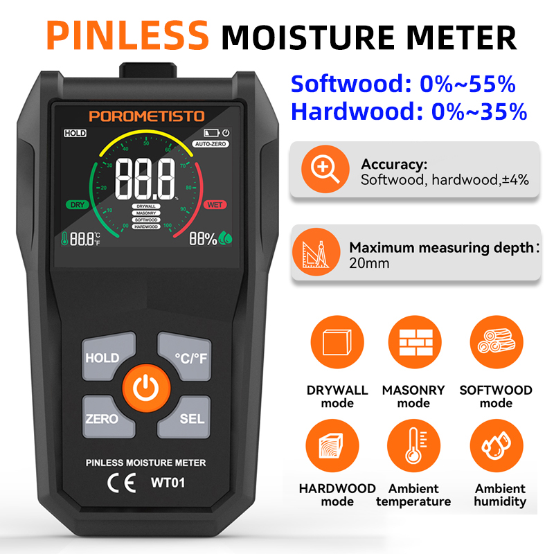 Pinless مقياس الرطوبة الخشب جه - مراجعة Moisture Meter Concrete Digital وسعره